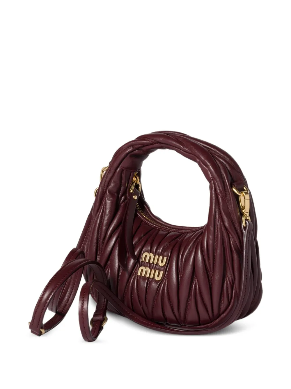 Miu Wander matelassé leren mini-tas Rood