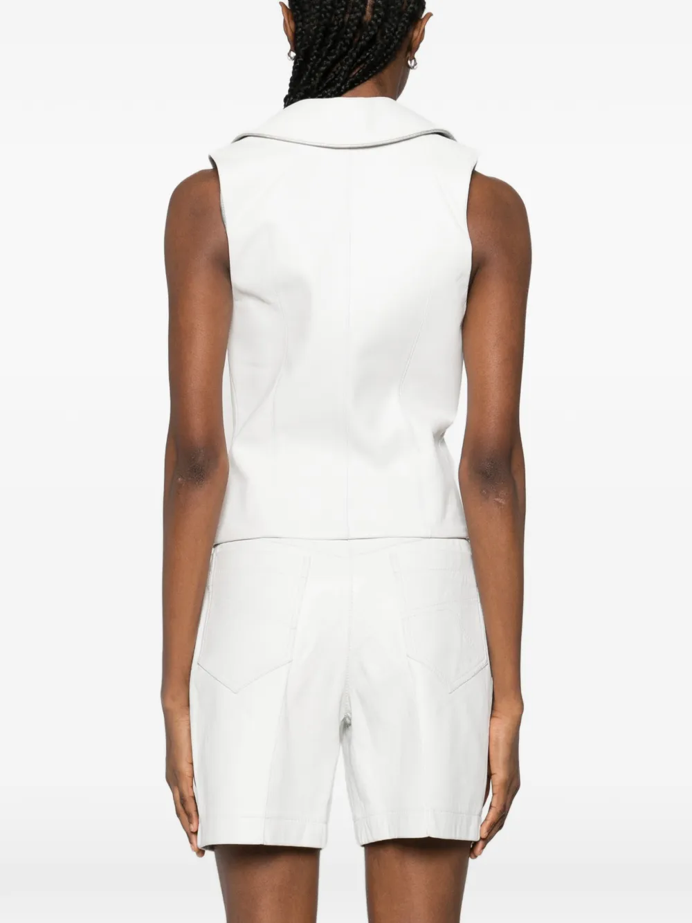 MITILIANE COUTURE Leren top met sjaalkraag Wit