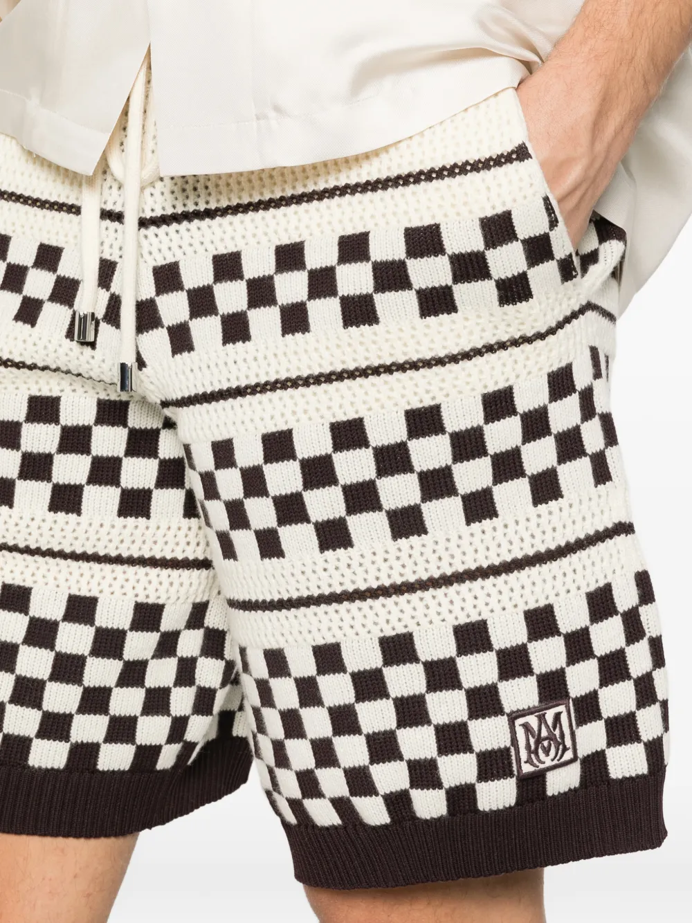 AMIRI Geruite mesh shorts Beige