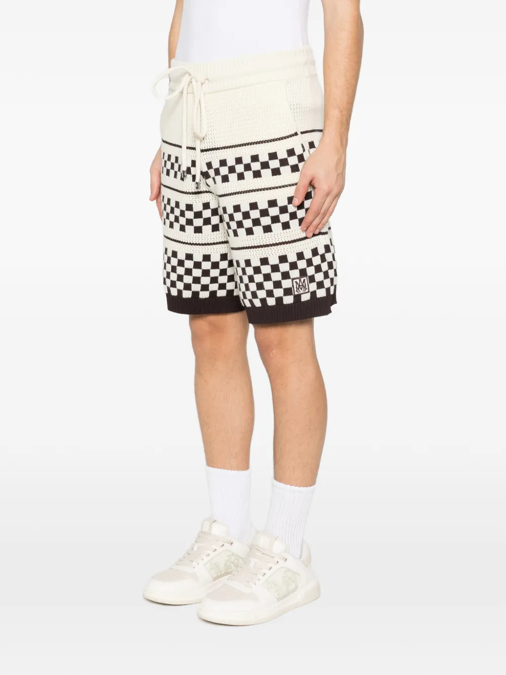  Amiri Check Drawstring Shorts - Neutrals 