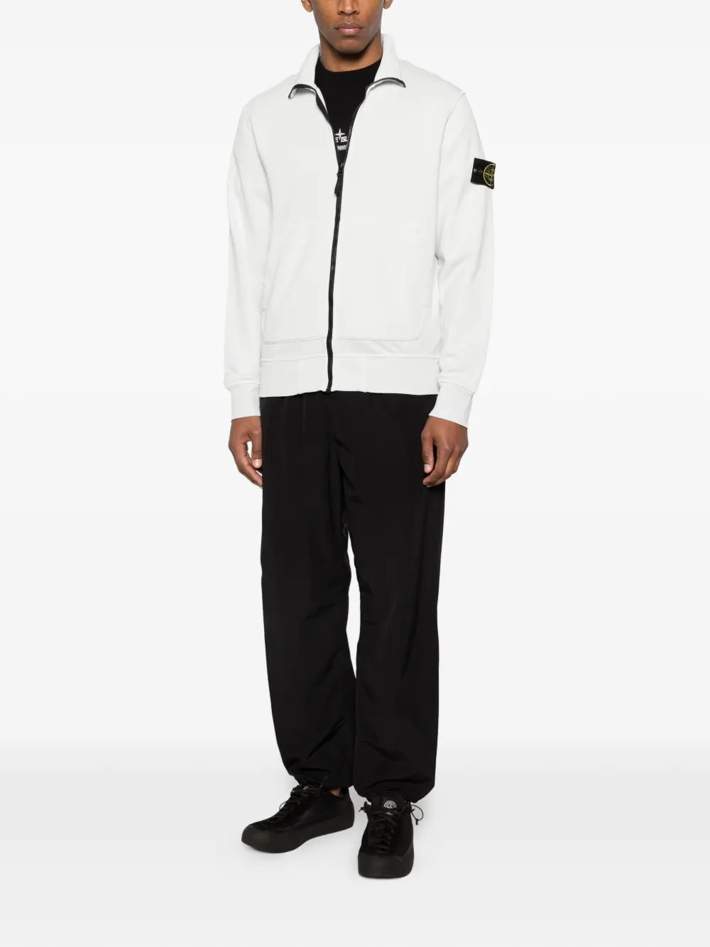 Stone Island Sweater met logopatch en rits Blauw