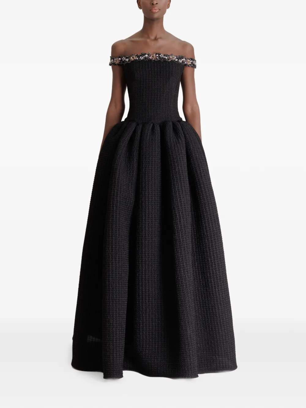 Gemy Maalouf beaded off-shoulder dress - Zwart