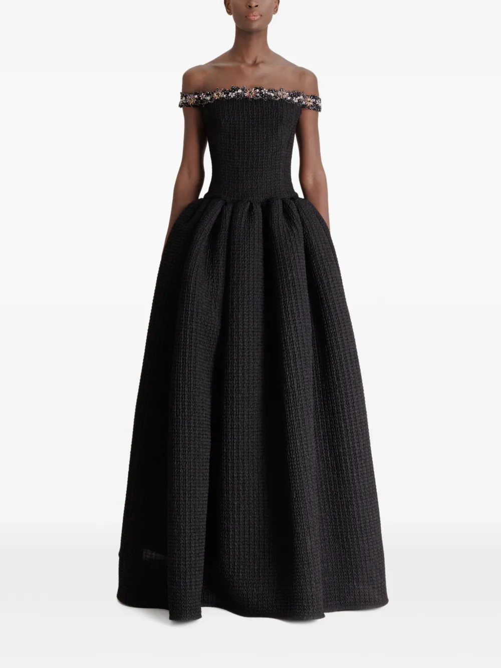 Gemy Maalouf beaded off-shoulder dress - Nero