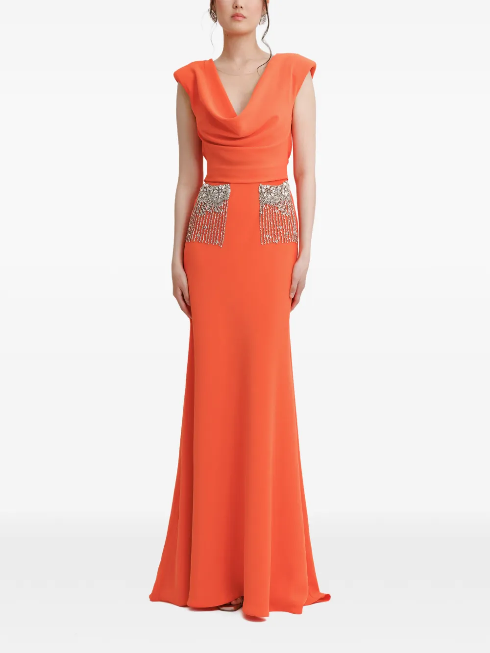 Gemy Maalouf cowl-neckline dress - Arancione