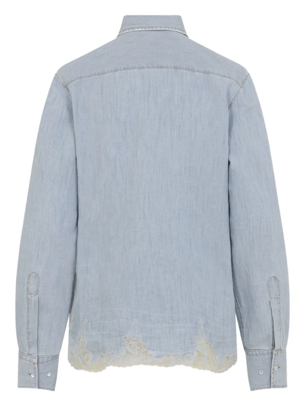 Ermanno Scervino lace-detail buttoned shirt - Blauw