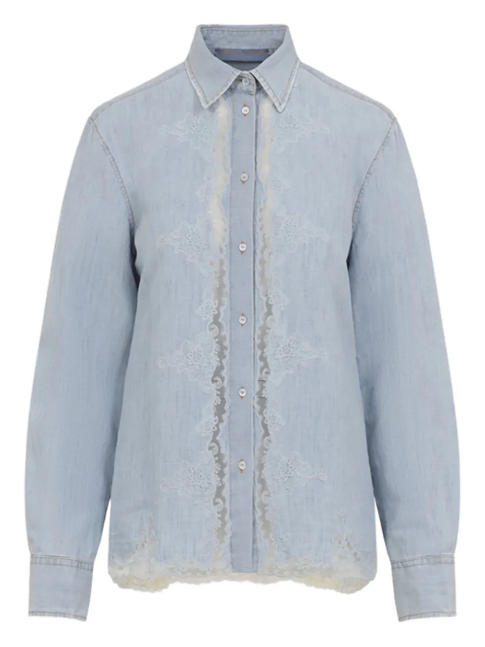 Ermanno Scervino lace-detail buttoned shirt - Blau