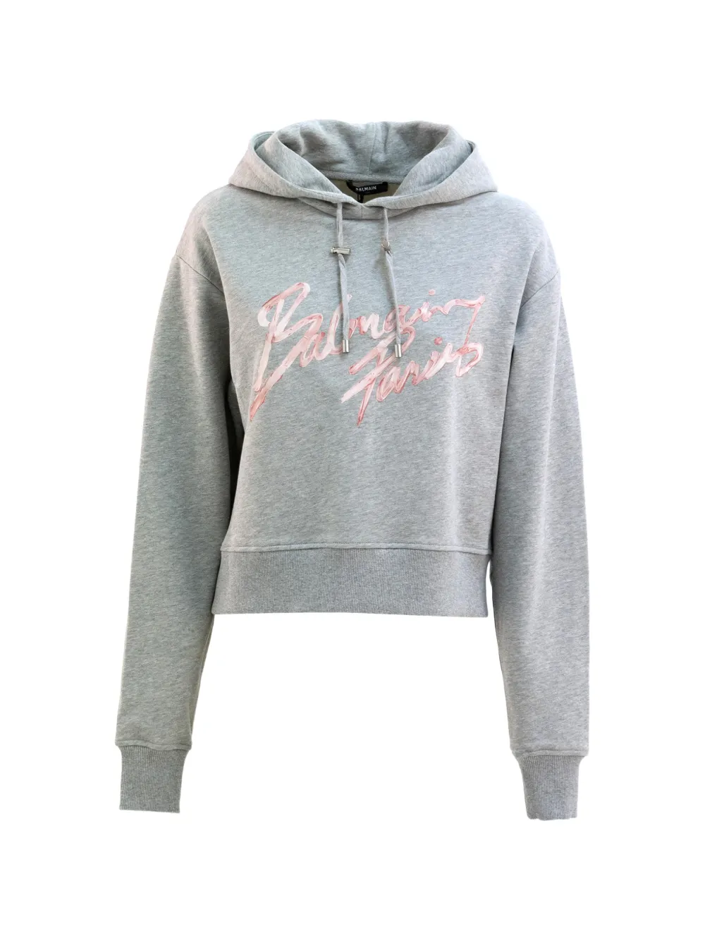 Balmain logo-embroidered hoodie - Grigio