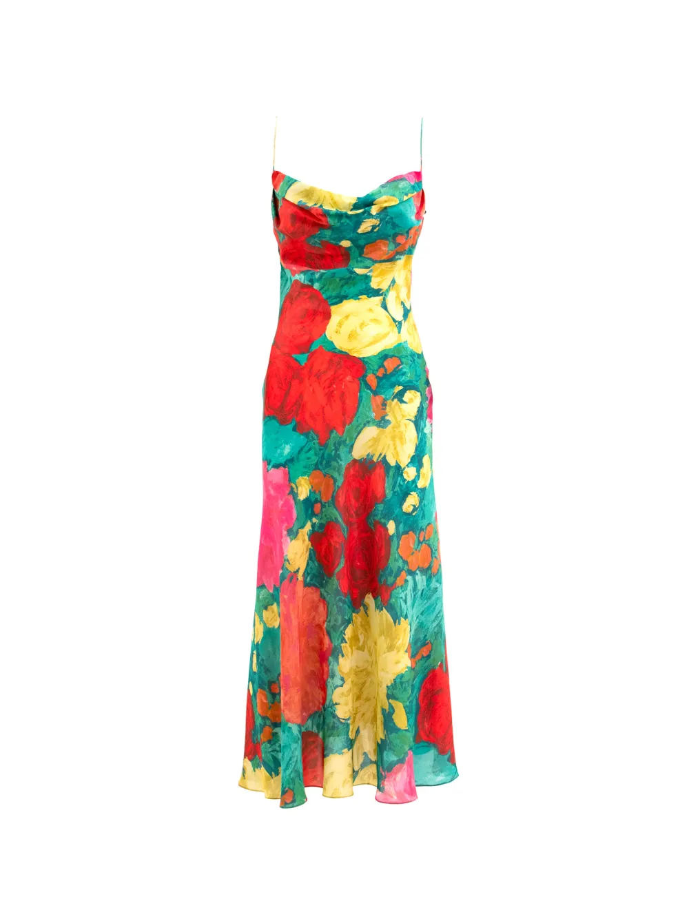 Balmain floral cowl-neck midi dress - Grün