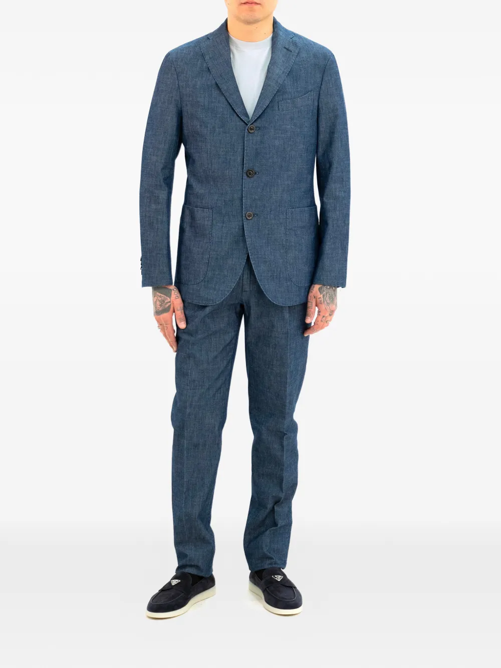  Boglioli Denim Single-breasted Suit - Blue 