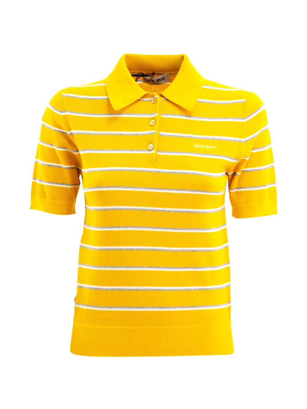 Miu Miu striped short-sleeve top - Giallo