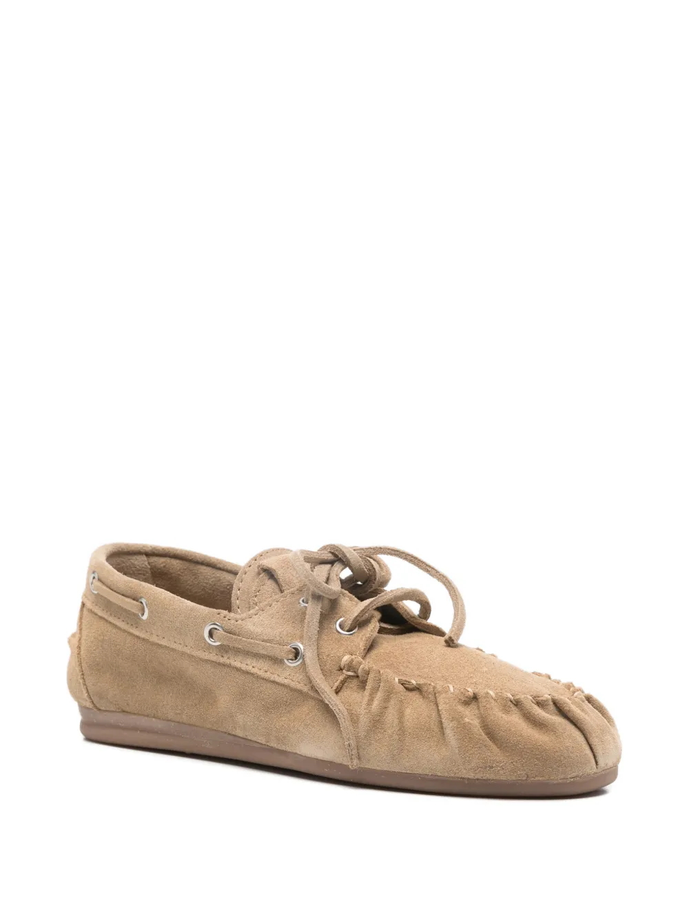 ALOHAS Rowan beige suède loafers met strik