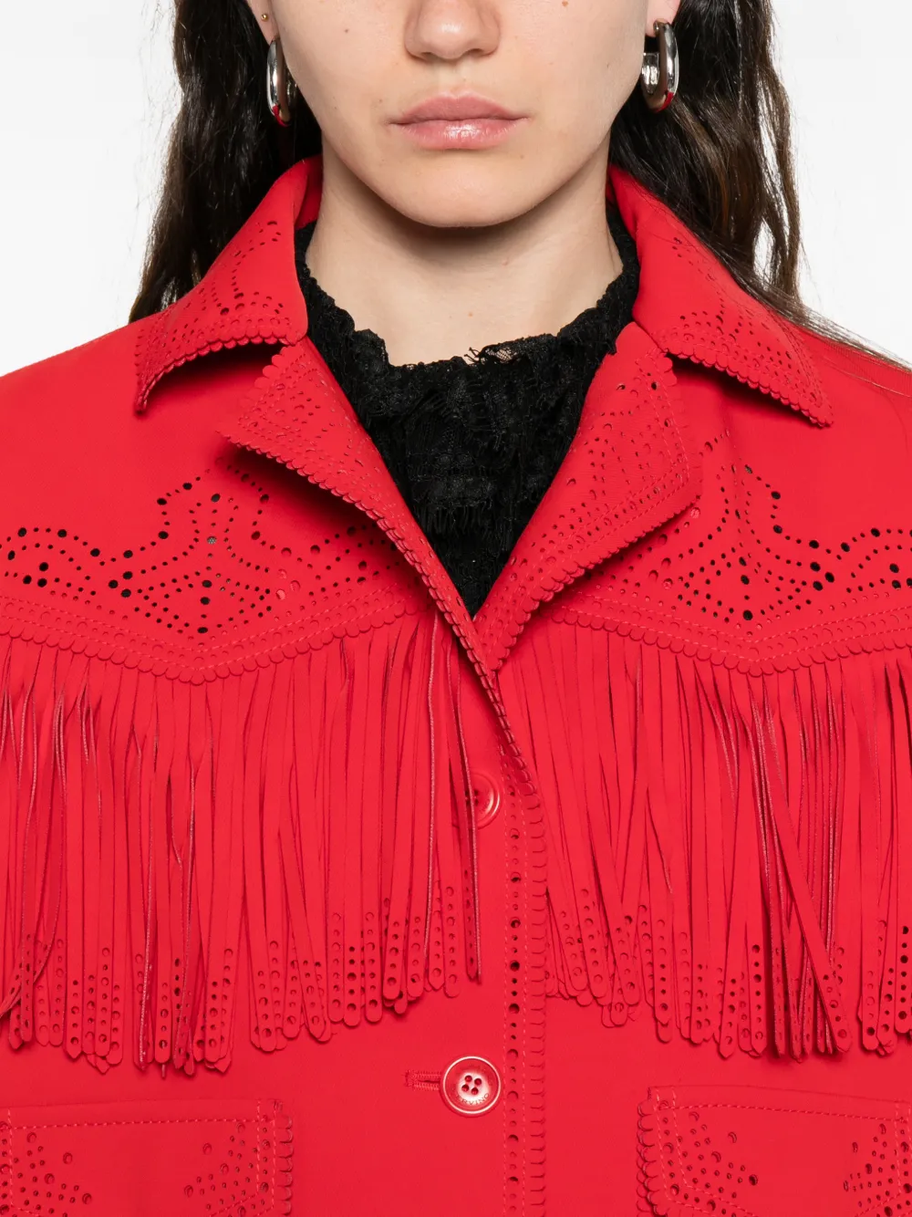 Ermanno Scervino Jack met uitgesneden details en franje Rood