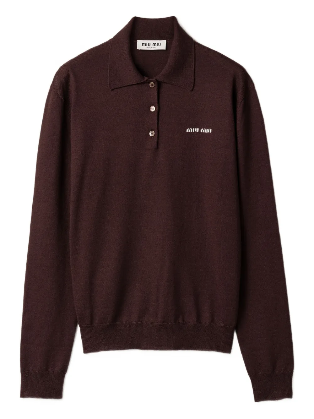 Miu Miu wool long-sleeve polo shirt - Marrone