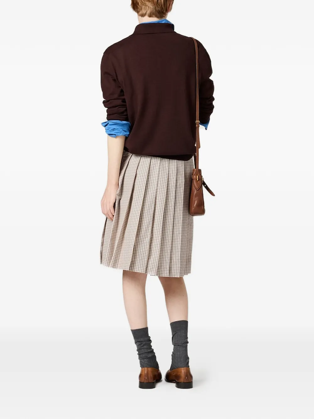 Miu Miu Wool Knit Polo Shirt | Brown | FARFETCH