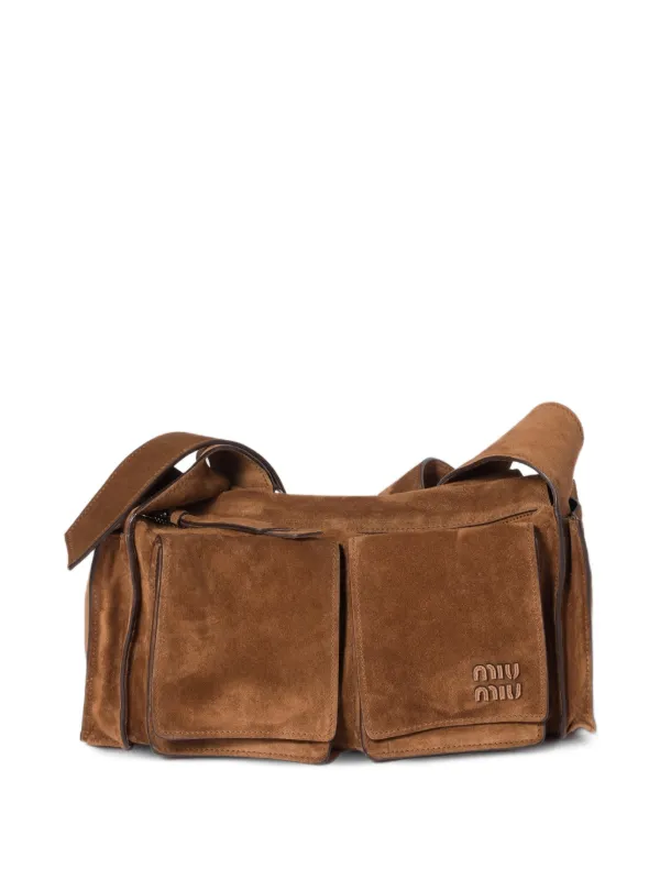 Miu Miu Utilitaire スエード ショルダーバッグ | ブラウン | FARFETCH JP