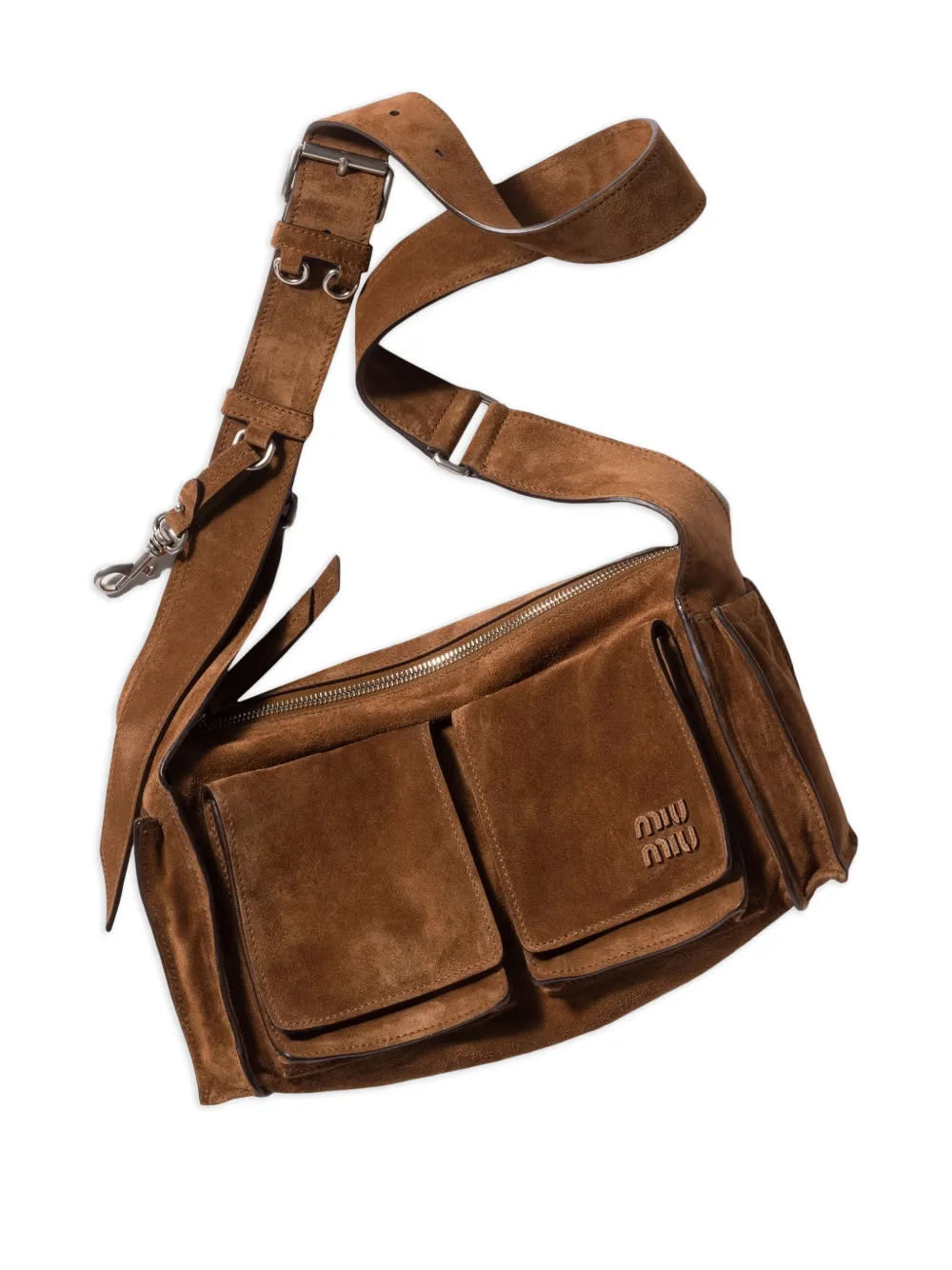 Miu Utilitaire suède schoudertas Bruin