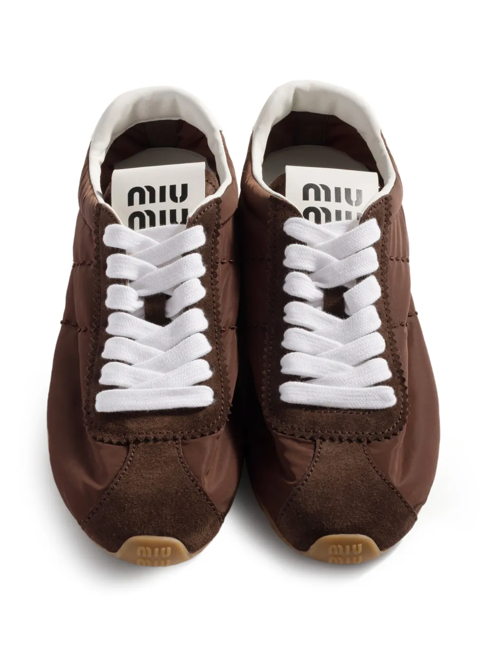 Miu Plume suède sneakers Bruin