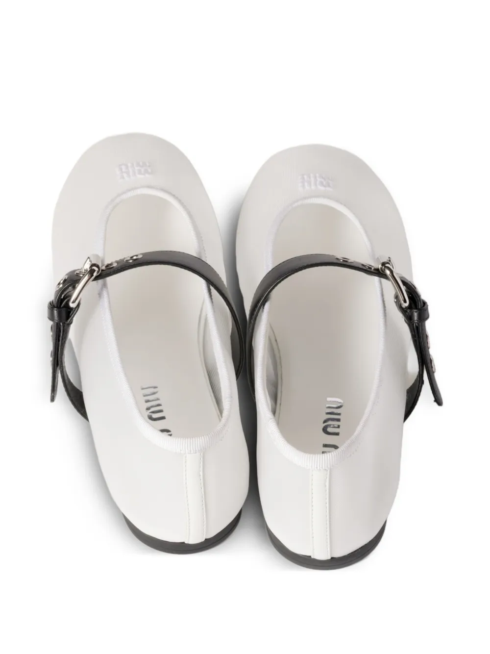 Miu mesh logo-embroidered ballerinas Wit