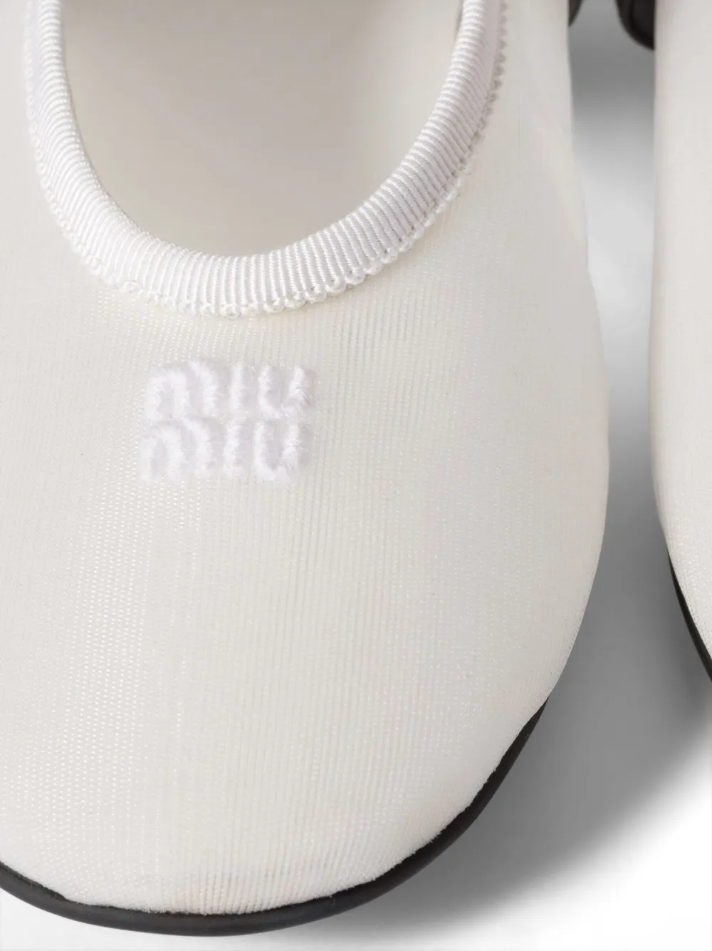Miu mesh logo-embroidered ballerinas Wit