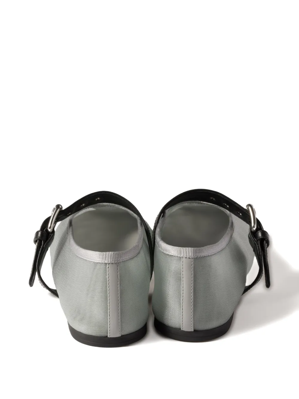 Miu logo-embroidered ballerinas Grijs