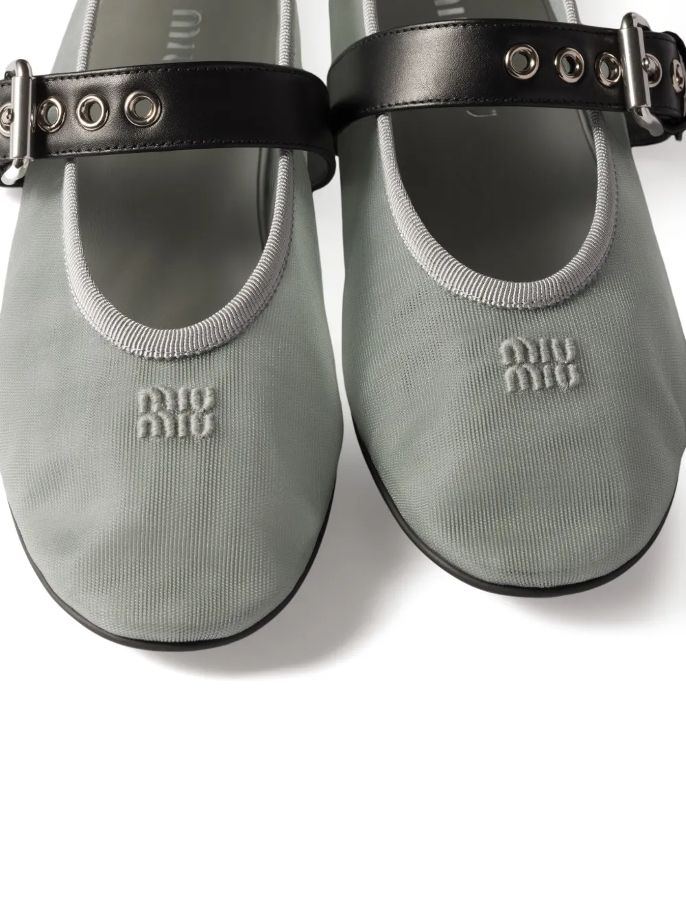 Miu Ballerina's met geborduurd logo Grijs