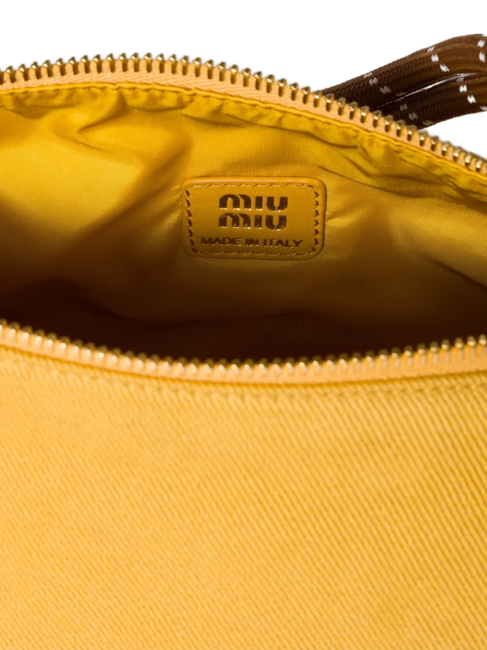 Miu Gabardine schoudertas met geborduurd logo Geel