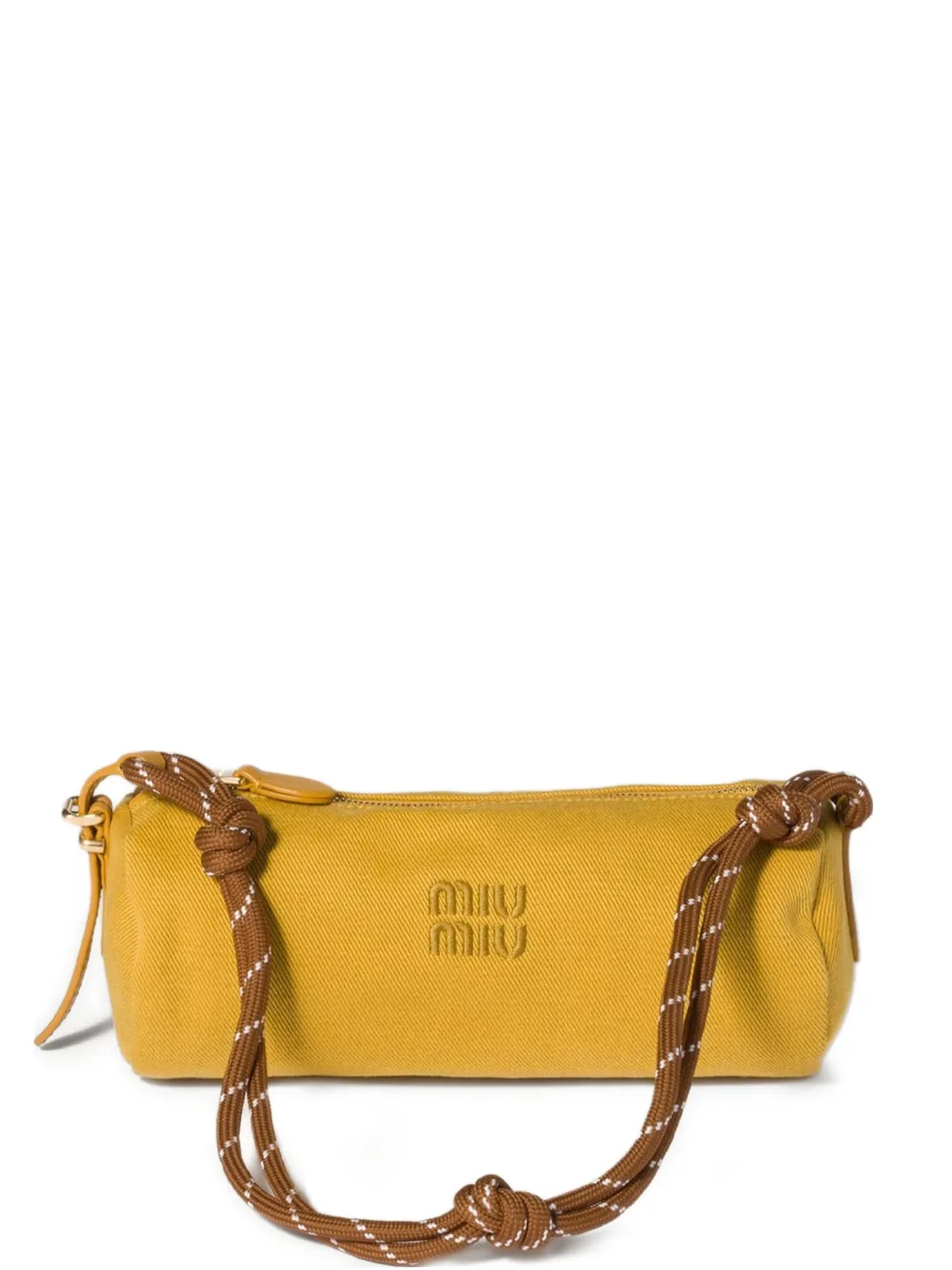 Miu Miu Borsa in gabardine con logo - Giallo