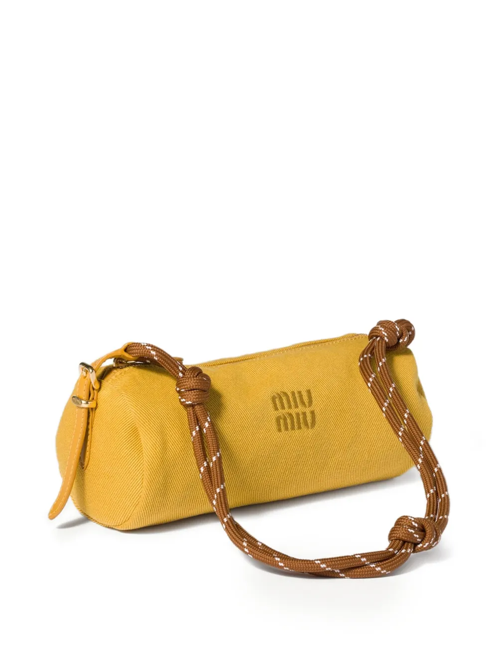 Miu Gabardine tas met geborduurd logo Geel