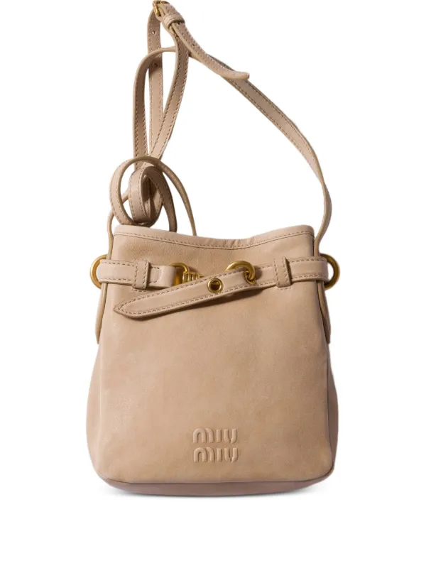 Miu Miu レザー ショルダーバッグ | ニュートラル | FARFETCH JP