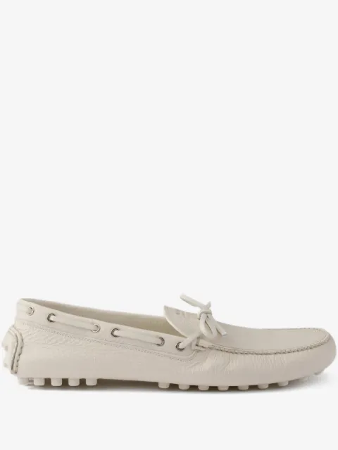 Prada tie logo-detail boat shoes