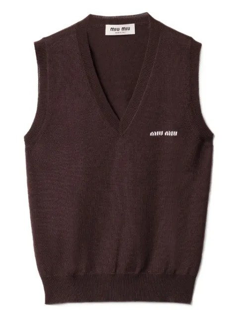 Miu Miu intarsia-logo V-neck vest