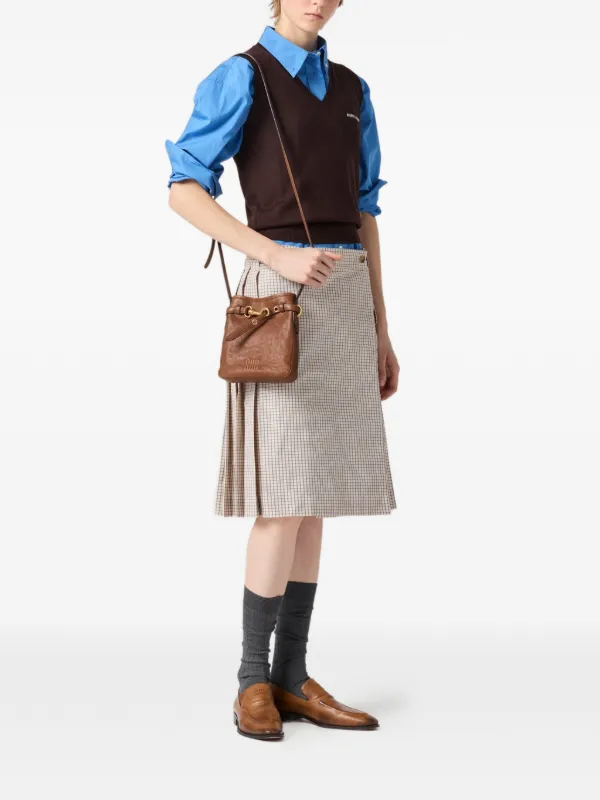 Miu Miu ロゴ Vネックトップ | ブラウン | FARFETCH JP