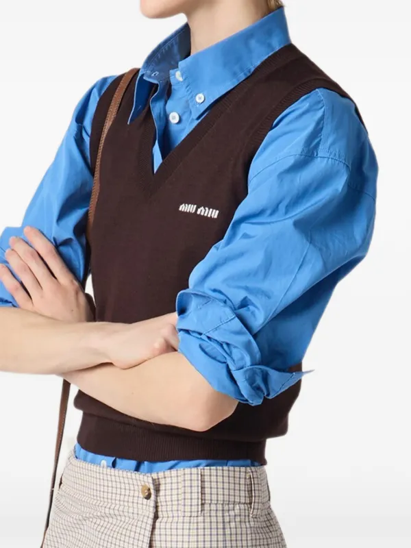 Miu Miu Wool Vest | Brown | FARFETCH
