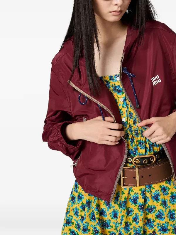 Miu Miu drawstring-hood Blouson Jacket | Red | FARFETCH