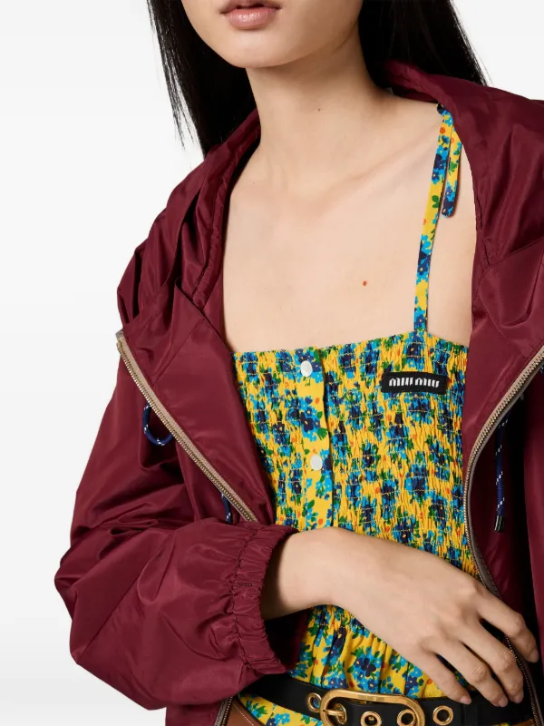 Miu Miu drawstring-hood Blouson Jacket | Red | FARFETCH