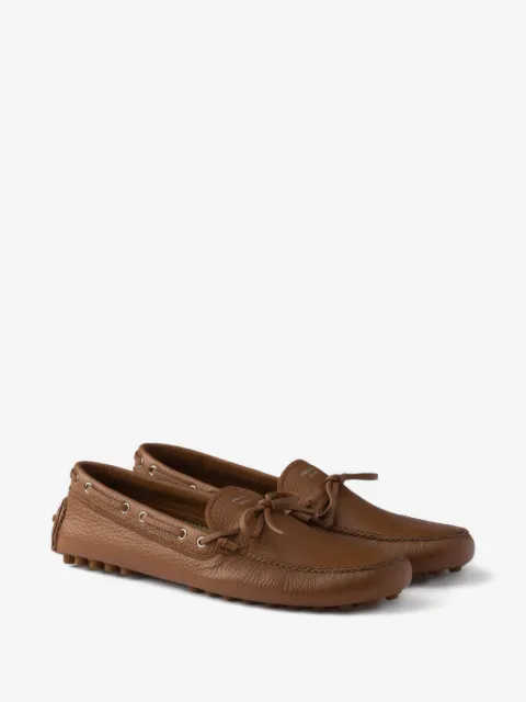Prada logo-detail tie boat shoes