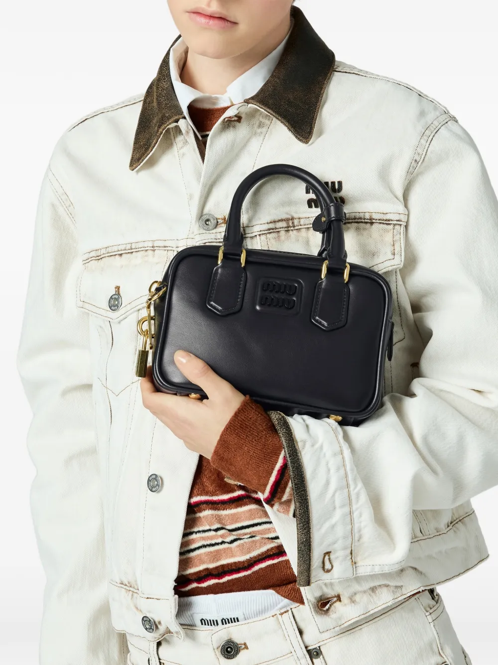 Miu Arco leren shopper Zwart