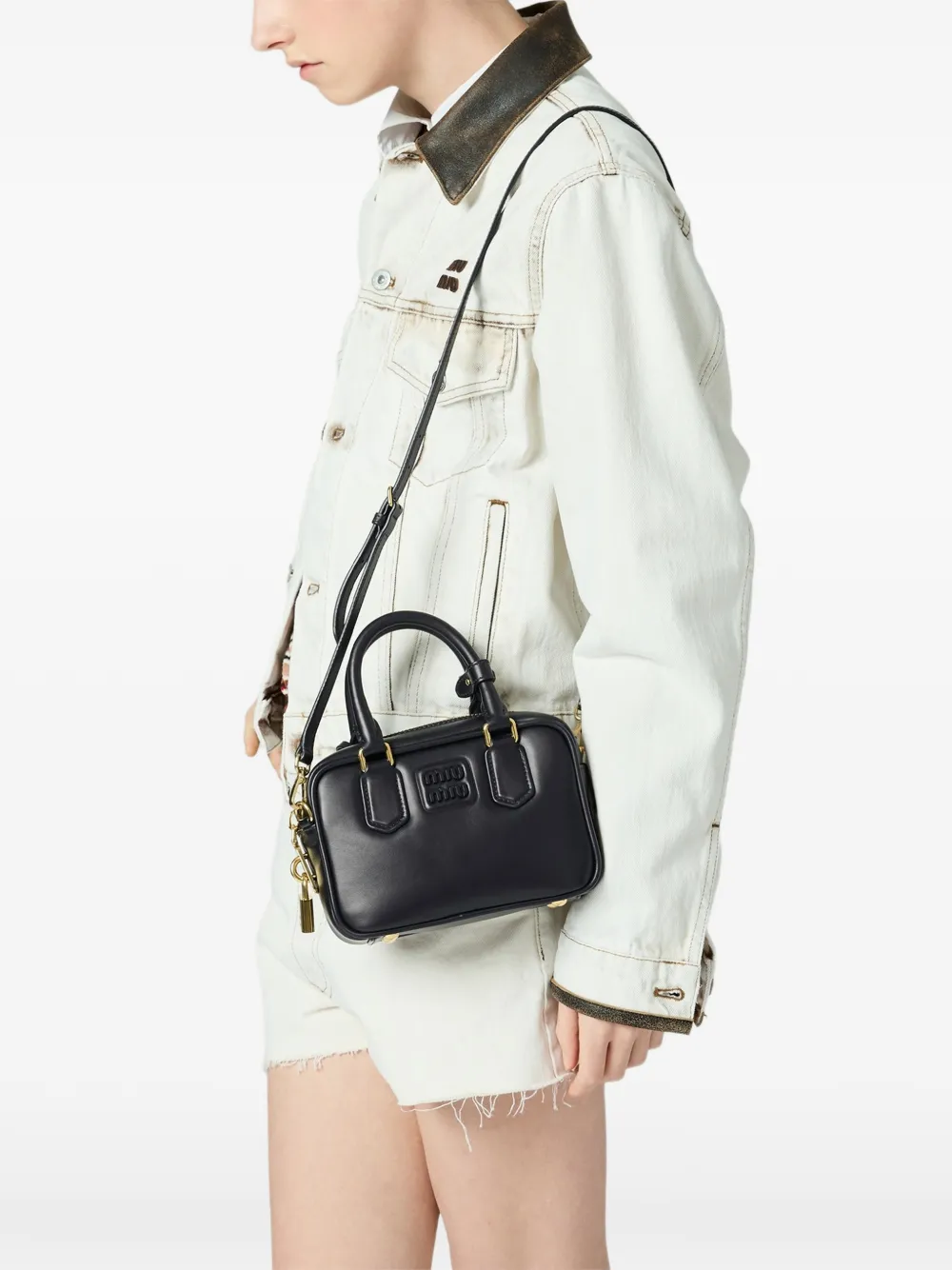 Miu Arco leren shopper Zwart