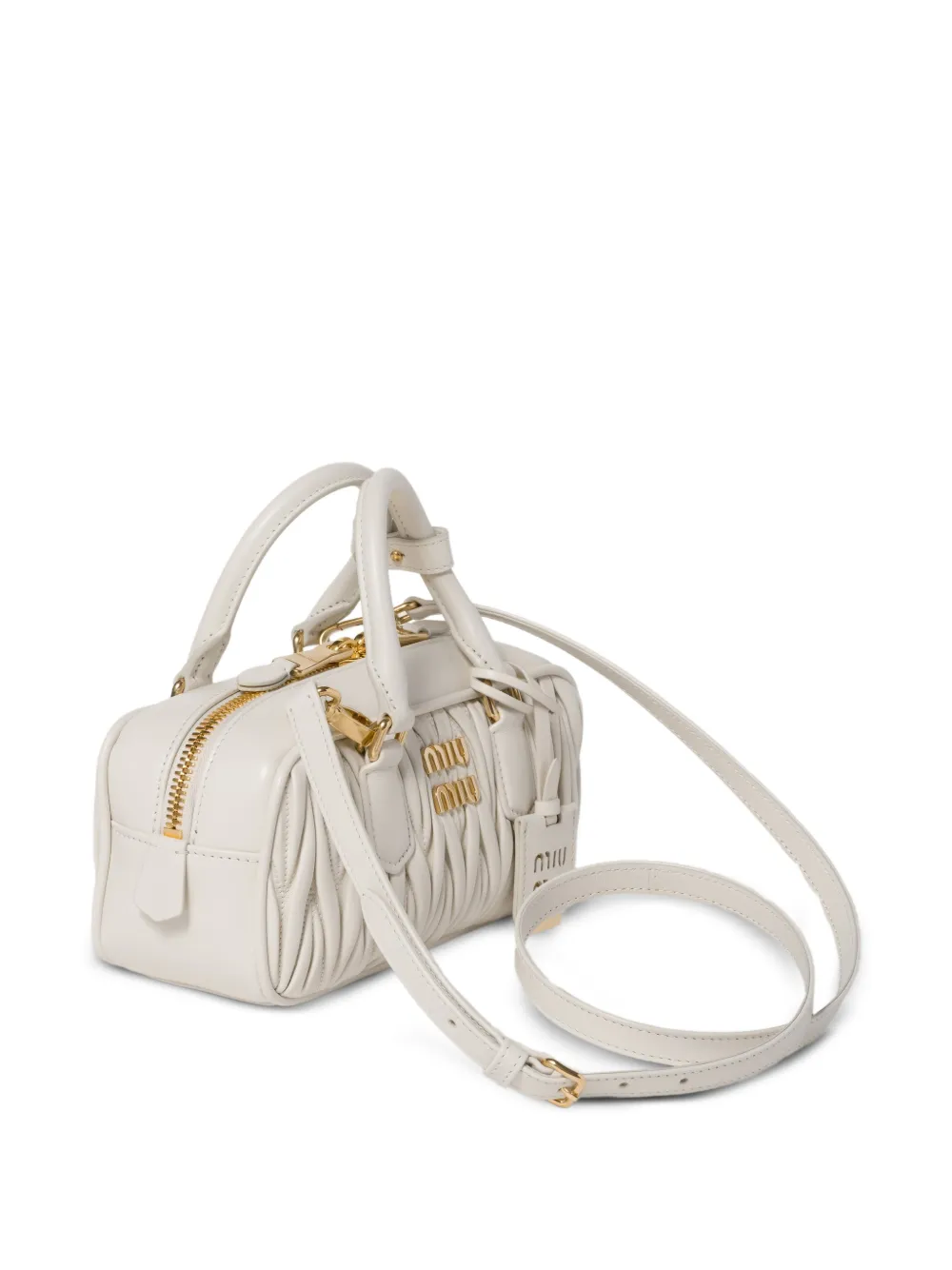 Miu Arcadie Matelassé leren shopper Wit