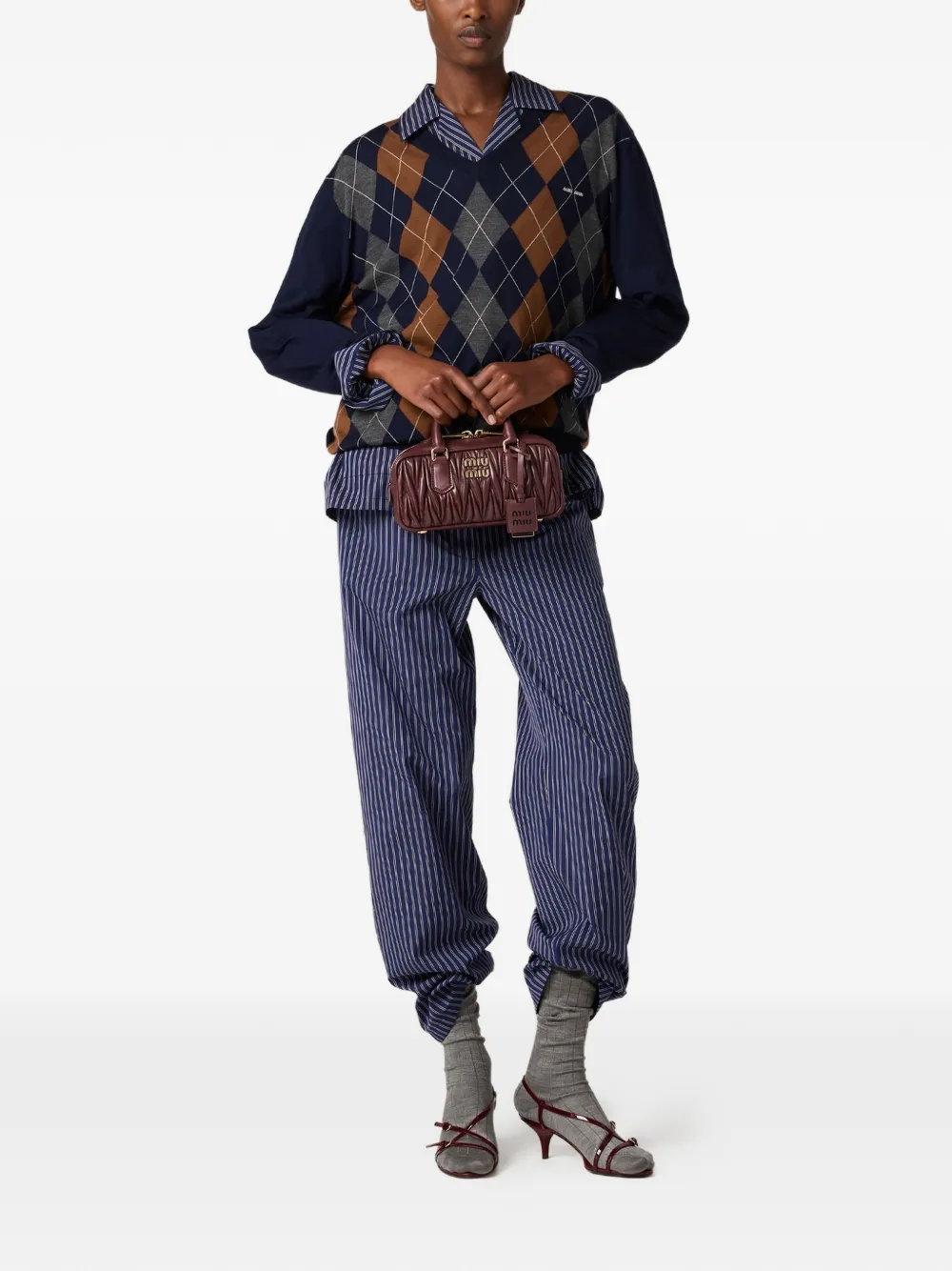 Miu Arcadie matelassé leren shopper Rood