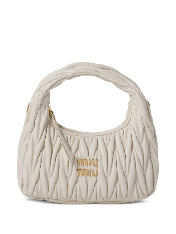 Miu Miu Wander Matelassé Nappa Leather Bag in Neutrals