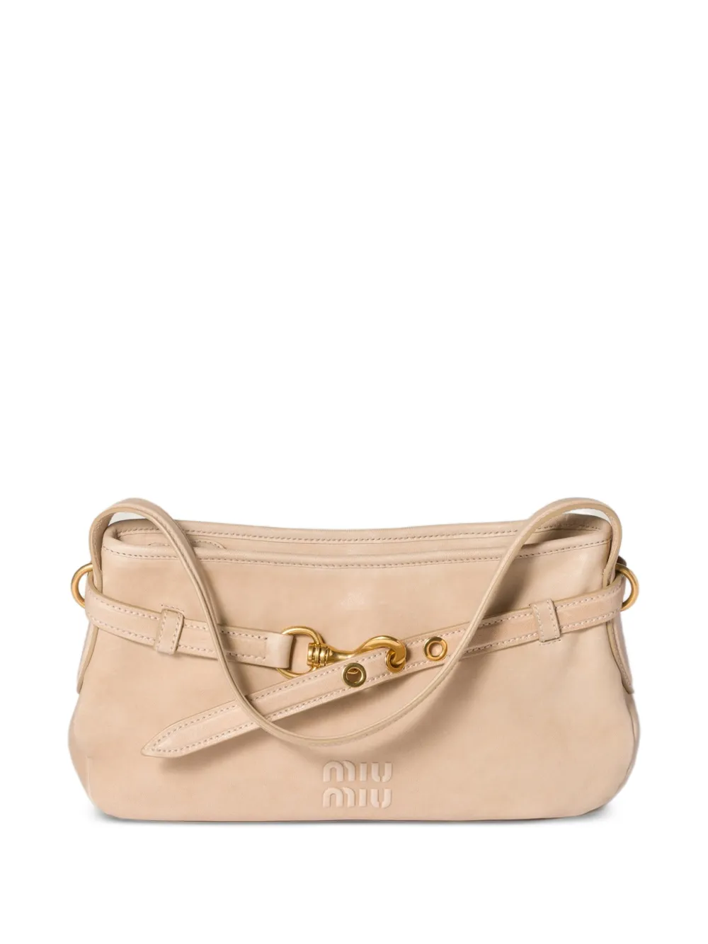 Miu Miu Aventure Leather Shoulder Bag In Neutral