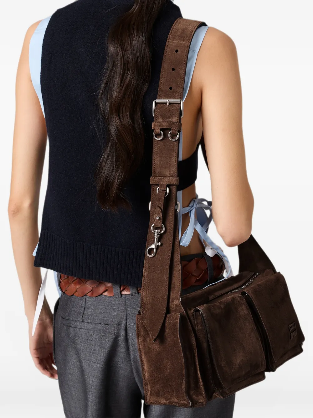 Miu Utility crossbodytas met klepzak Bruin