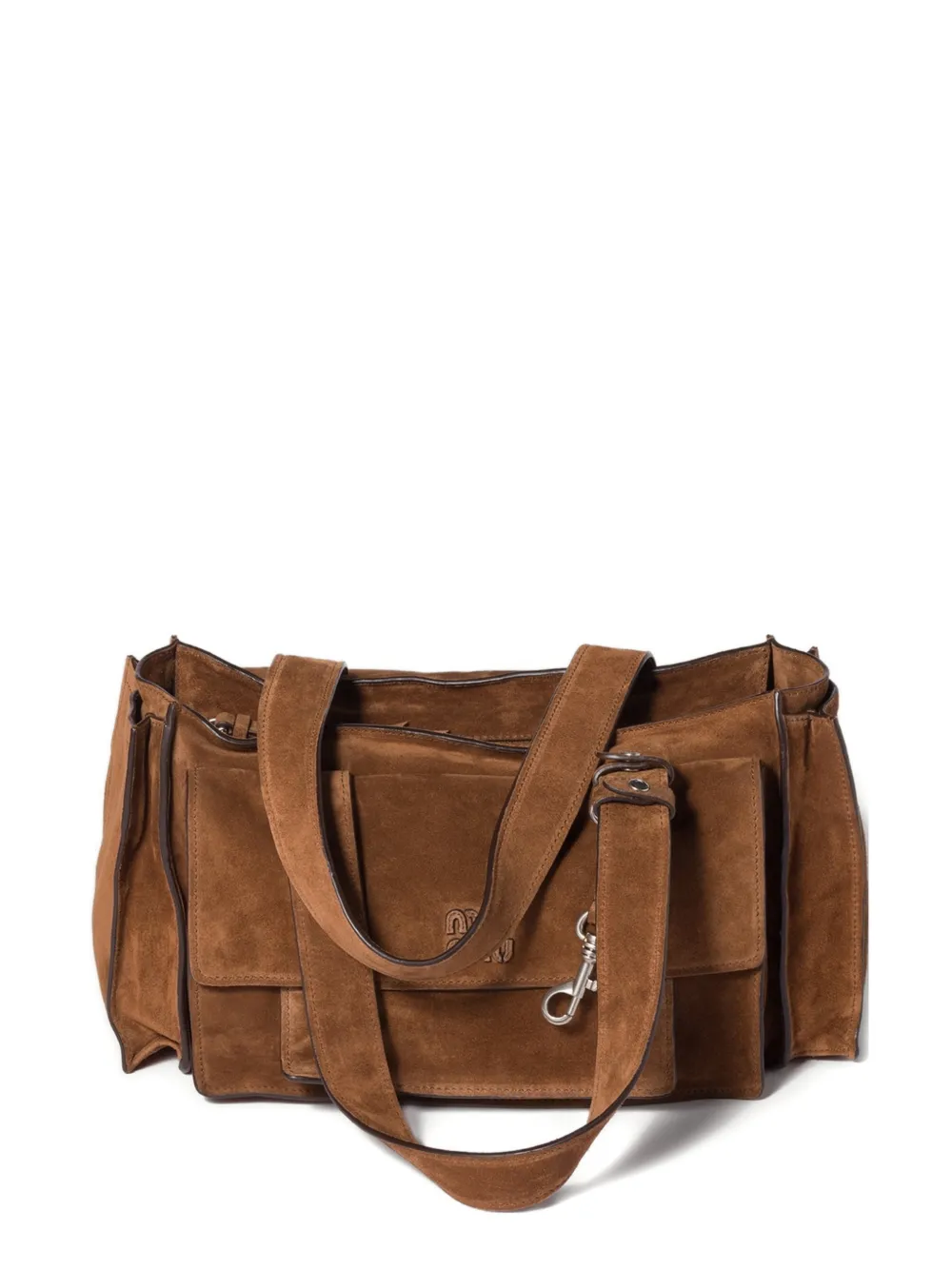 Miu Miu Utilitaire suede shoulder bag - Marrone