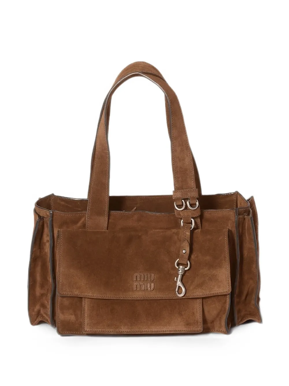 Miu Miu Utilitaire suede shoulder bag - Brown