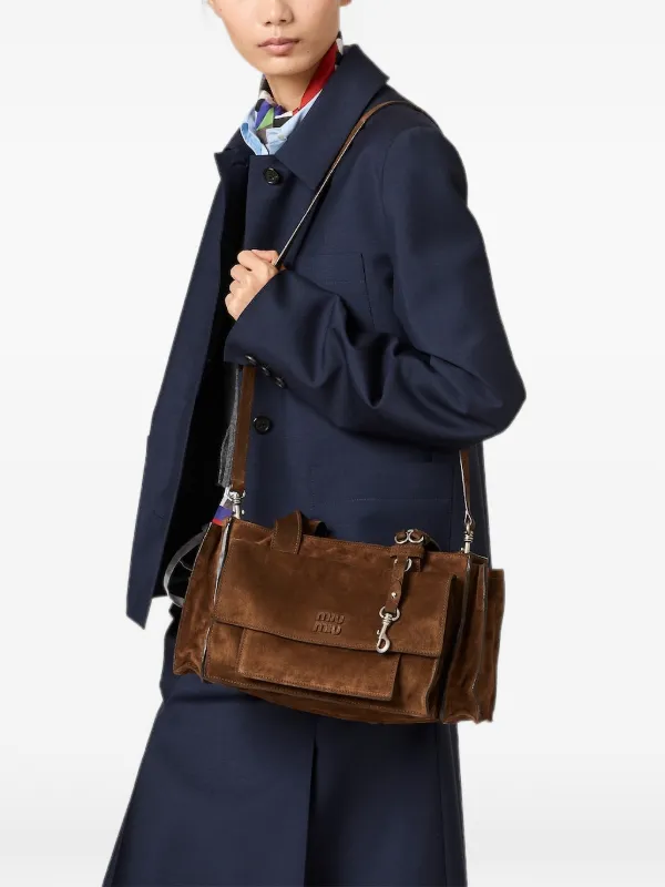 Miu Miu Utilitaire スエード ショルダーバッグ | ブラウン | FARFETCH JP