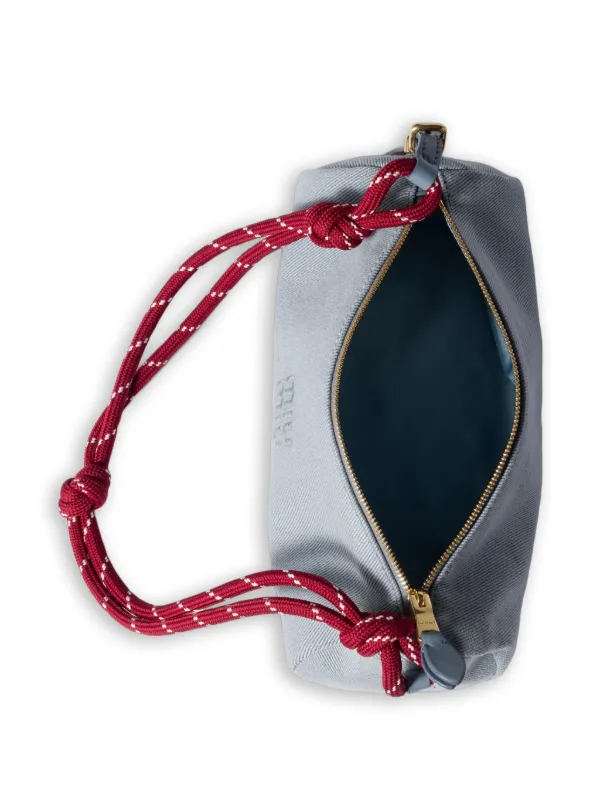 Miu Miu embroidered-logo Gabardine Shoulder Bag | Grey | FARFETCH ZA