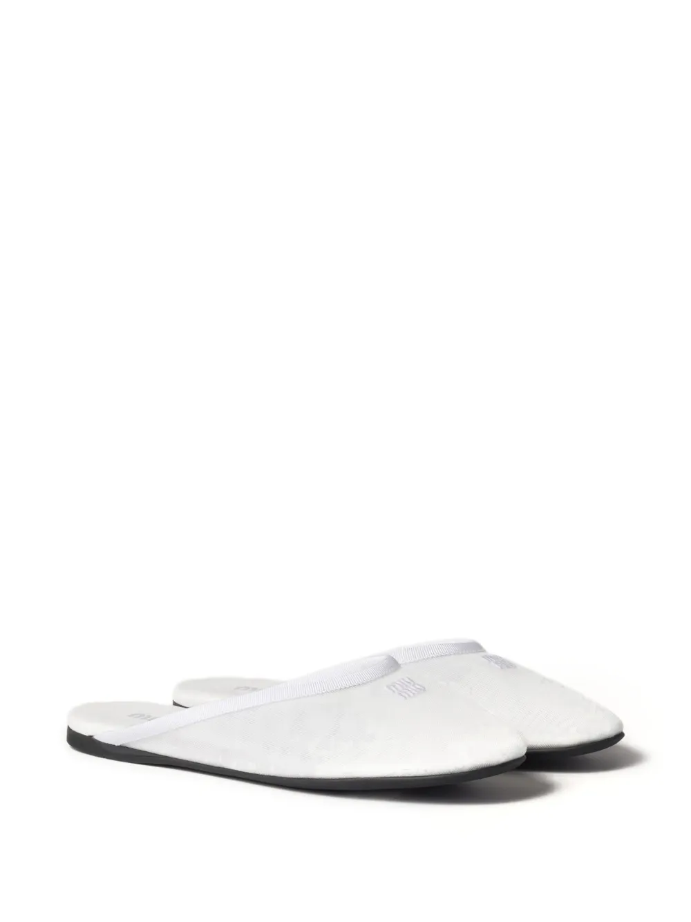 Miu Slippers met geborduurd logo Wit