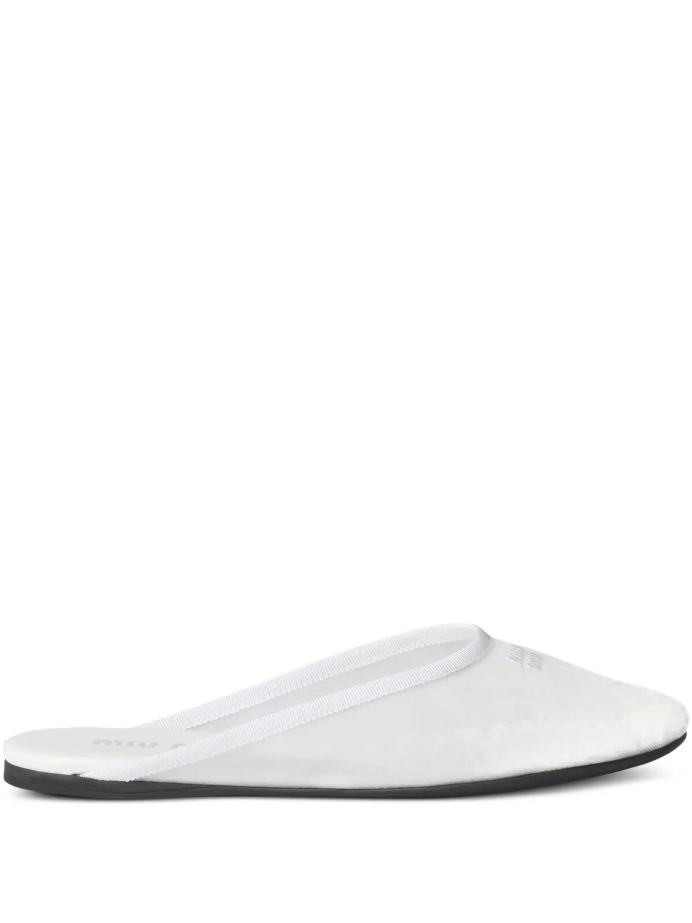 Miu Miu Slippers con logo ricamato - Bianco