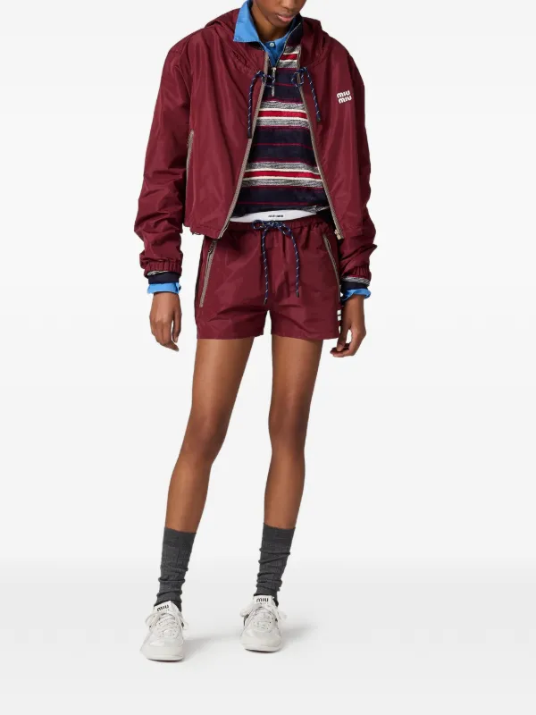 Miu Miu Elasticated drawstring-waist Shorts | Red | FARFETCH